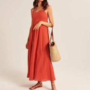 Women's Red Babydoll Maxi Dress